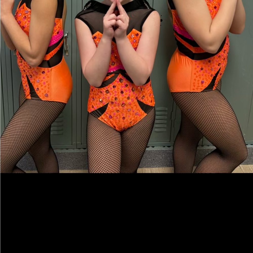 Glamour Orange and Black Kids Dance Costume